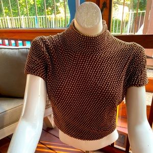 VIE Victoria Royal 1980s lilac chrome faux pearl beaded crop top Size 4